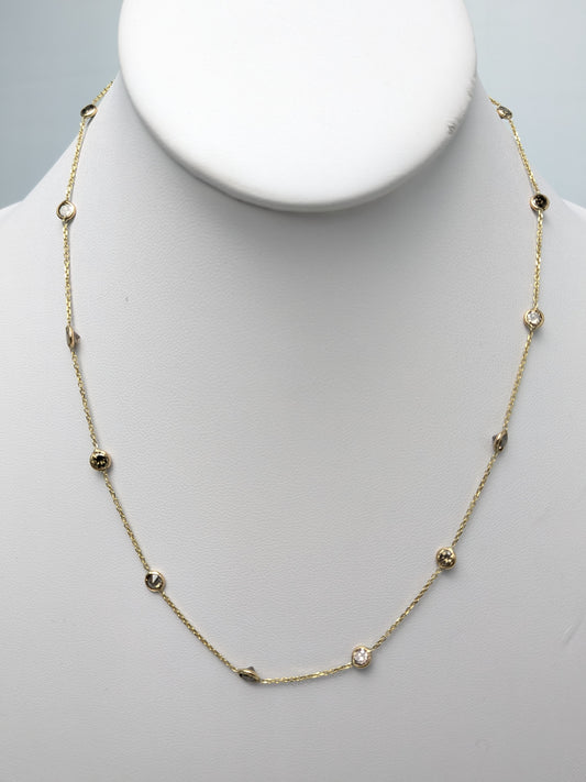 17" Brown Diamond 12 Station Necklace in 14KY and 14KW - NCK-776