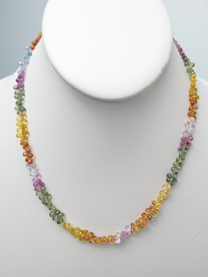 Multi Color Sapphire Butterfly Strand Necklace in 14KY