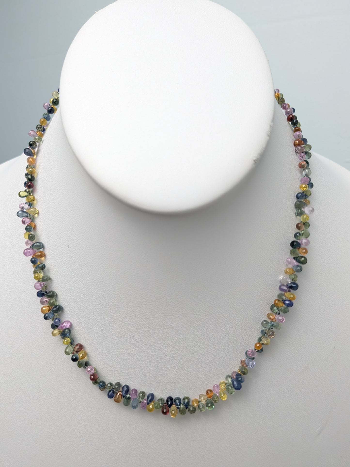 Multi Color Sapphire Butterfly Strand Necklace in 14KY