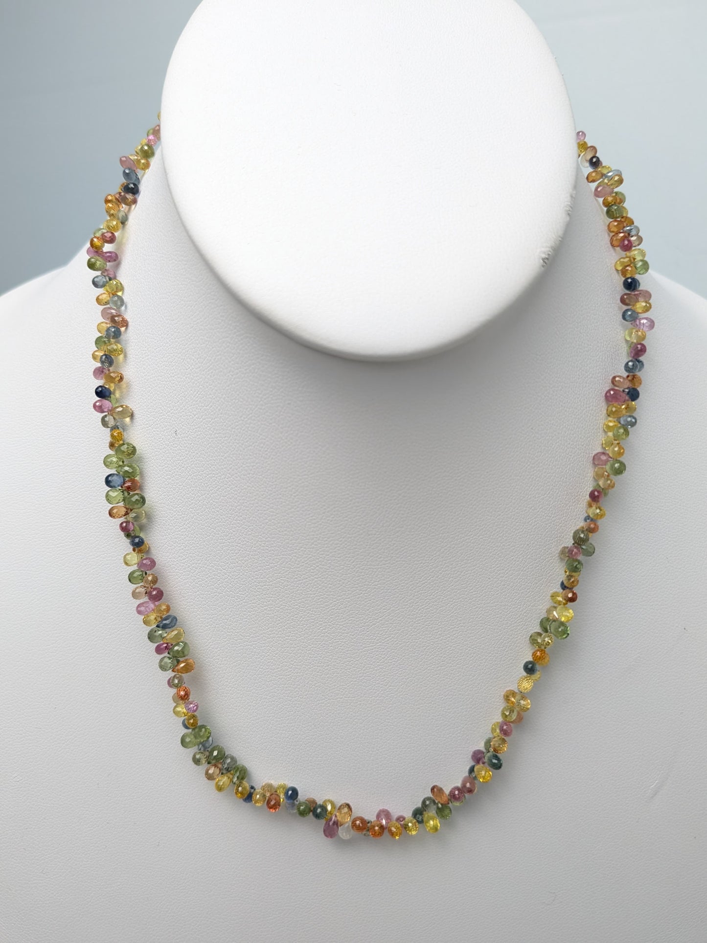 Multi Color Sapphire Butterfly Strand Necklace in 14KY