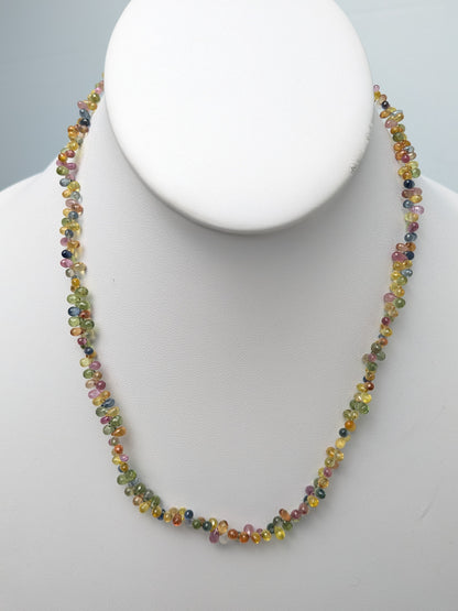 Multi Color Sapphire Butterfly Strand Necklace in 14KY