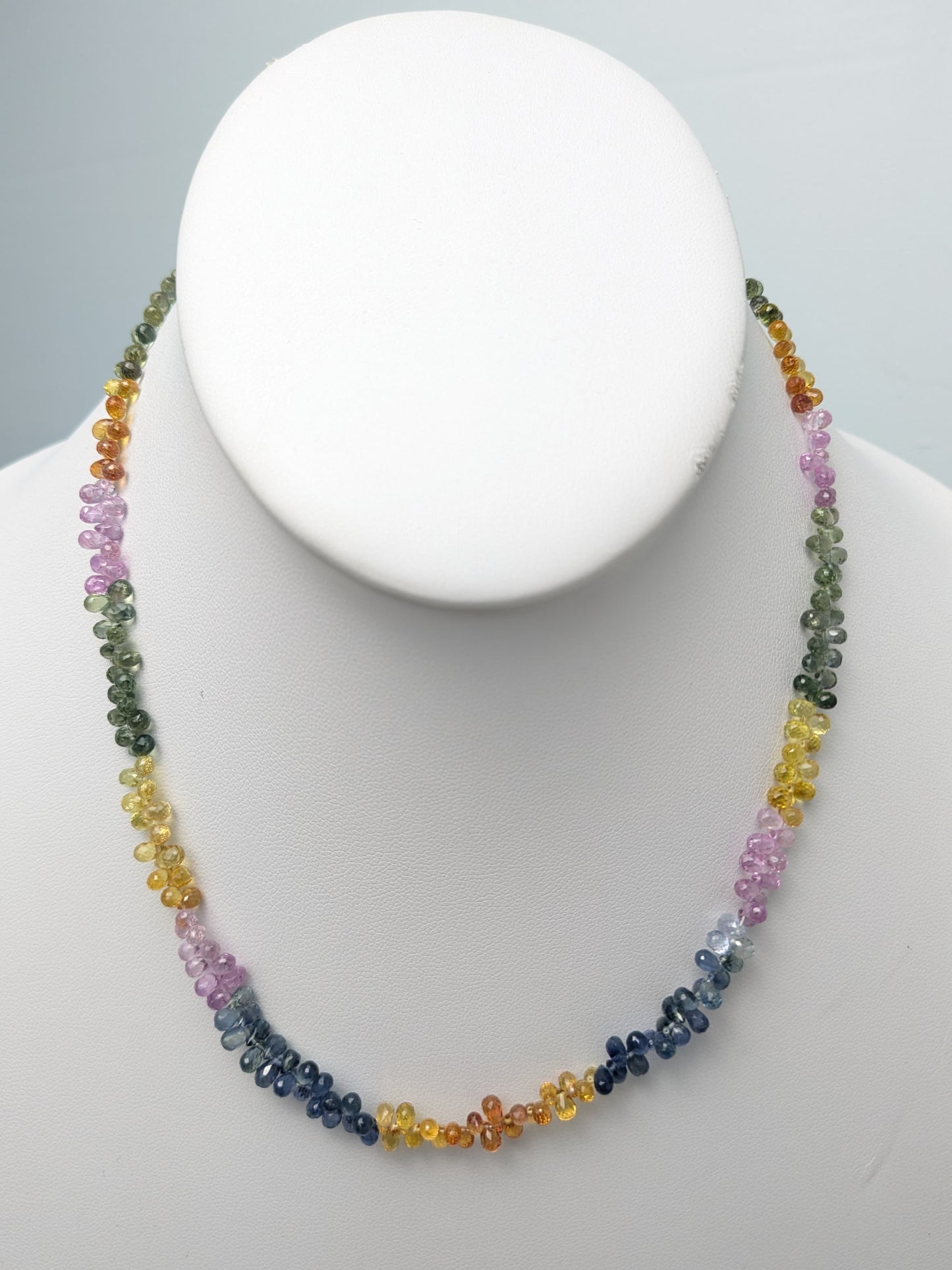 Multi Color Sapphire Butterfly Strand Necklace in 14KY