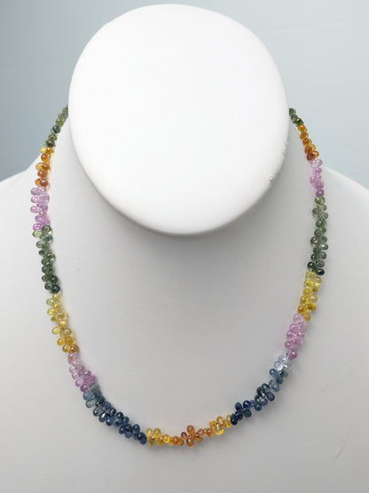 Multi Color Sapphire Butterfly Strand Necklace in 14KY