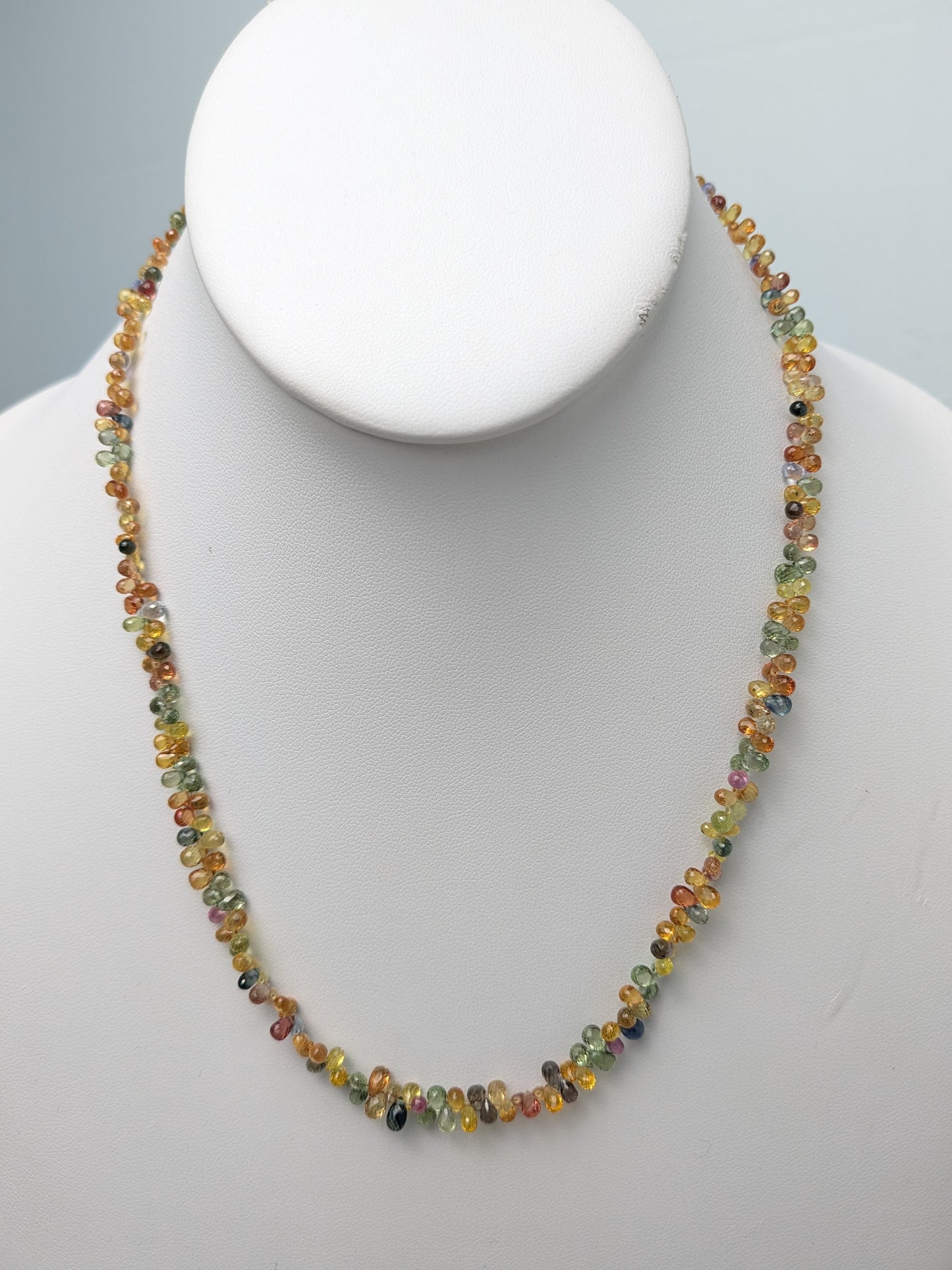 Multi Color Sapphire Butterfly Strand Necklace in 14KY