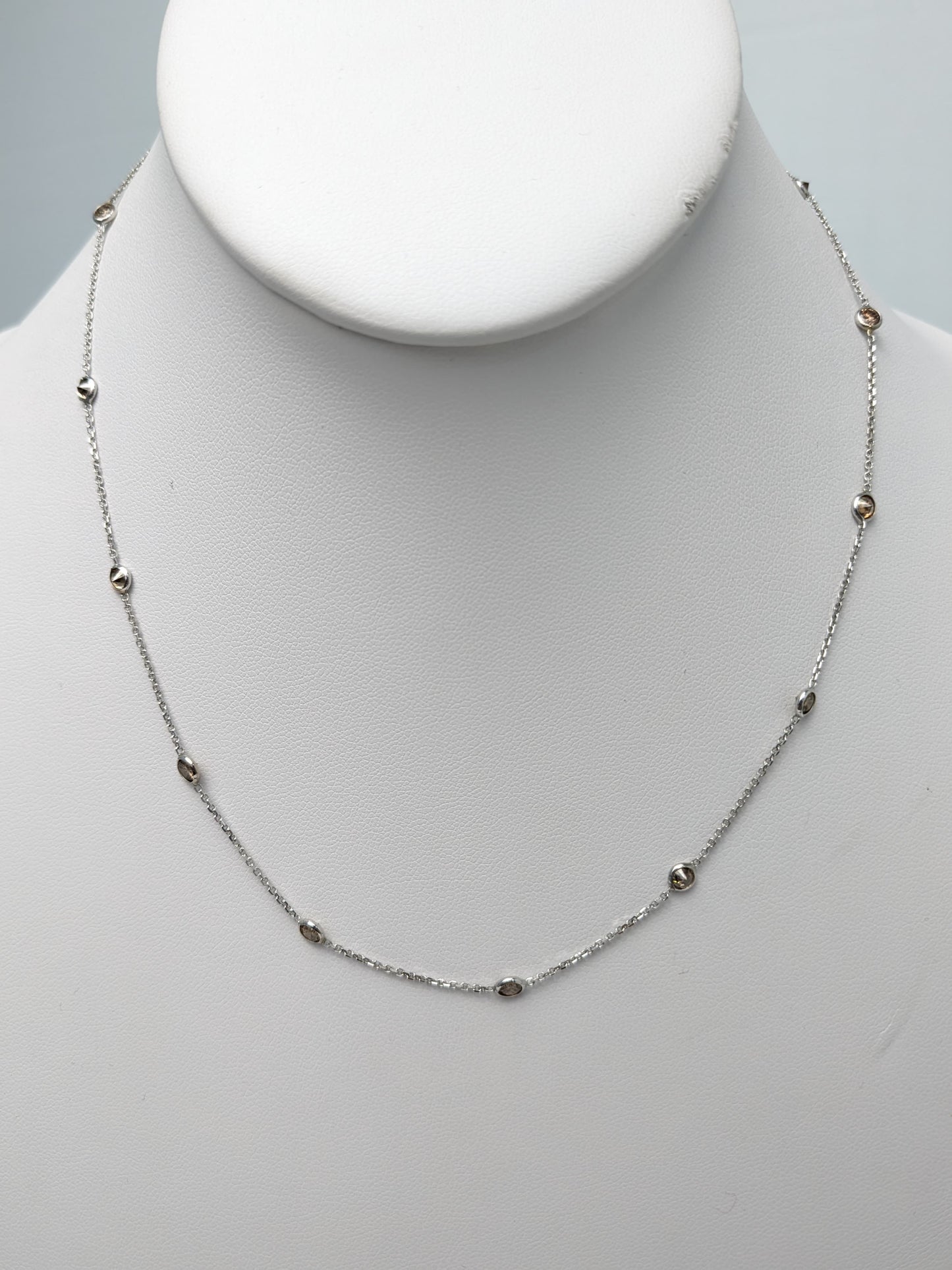 17" Brown Diamond 12 Station Necklace in 14KY and 14KW - NCK-776