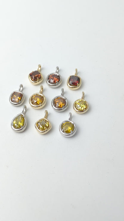 1.00ct Red, Yellow, Orange Diamond Solstice Pendants
