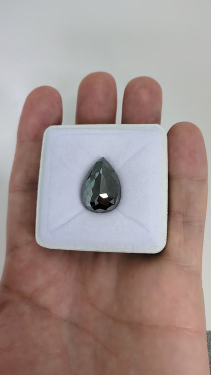 Pear Shape Black Diamond Rose Cut - 21.19cts - 08502