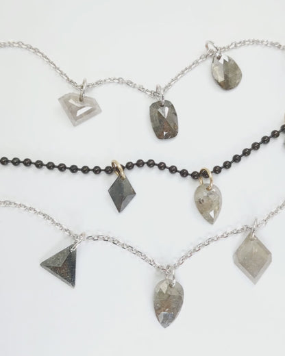 N A K E D Diamond Pendants in 14K - Salt + Pepper and Grey