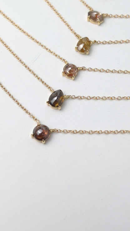 Polaris Brown Diamond Cab Choker Necklaces in 14K