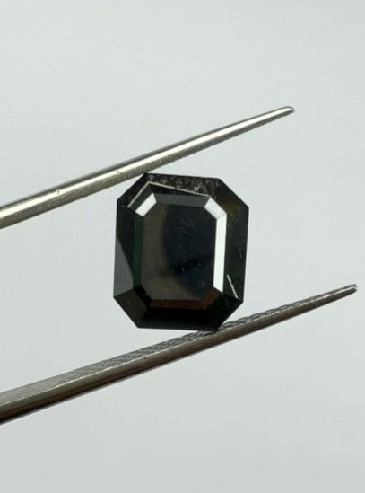Emerald Cut Black Diamond Full Cut - 3.83cts - 01142 – Raja Jewels