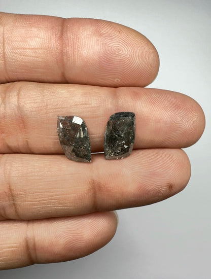 Pair Of Unique Salt +  Pepper Diamond Rose Cuts - 4.34cts - 07629