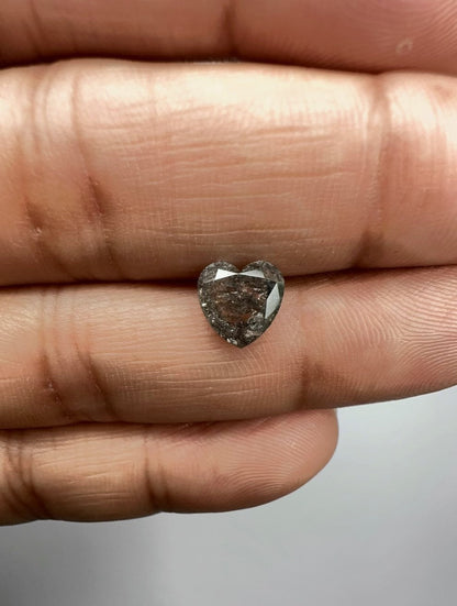 Heart Shape Salt + Pepper Diamond Double Cut - 2.01cts - 07787