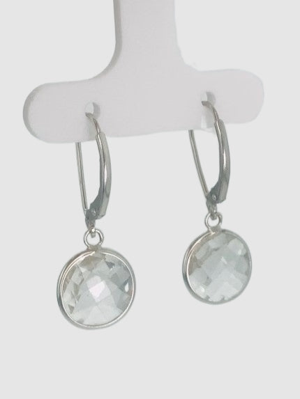 Crystal Quartz Round Bezel Earrings in 14KW - EAR-043-BZGM14W-CRY