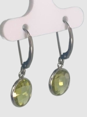 Lemon Quartz Round Bezel Earrings in 14KW - EAR-046-BZGM14W-LQZ-10