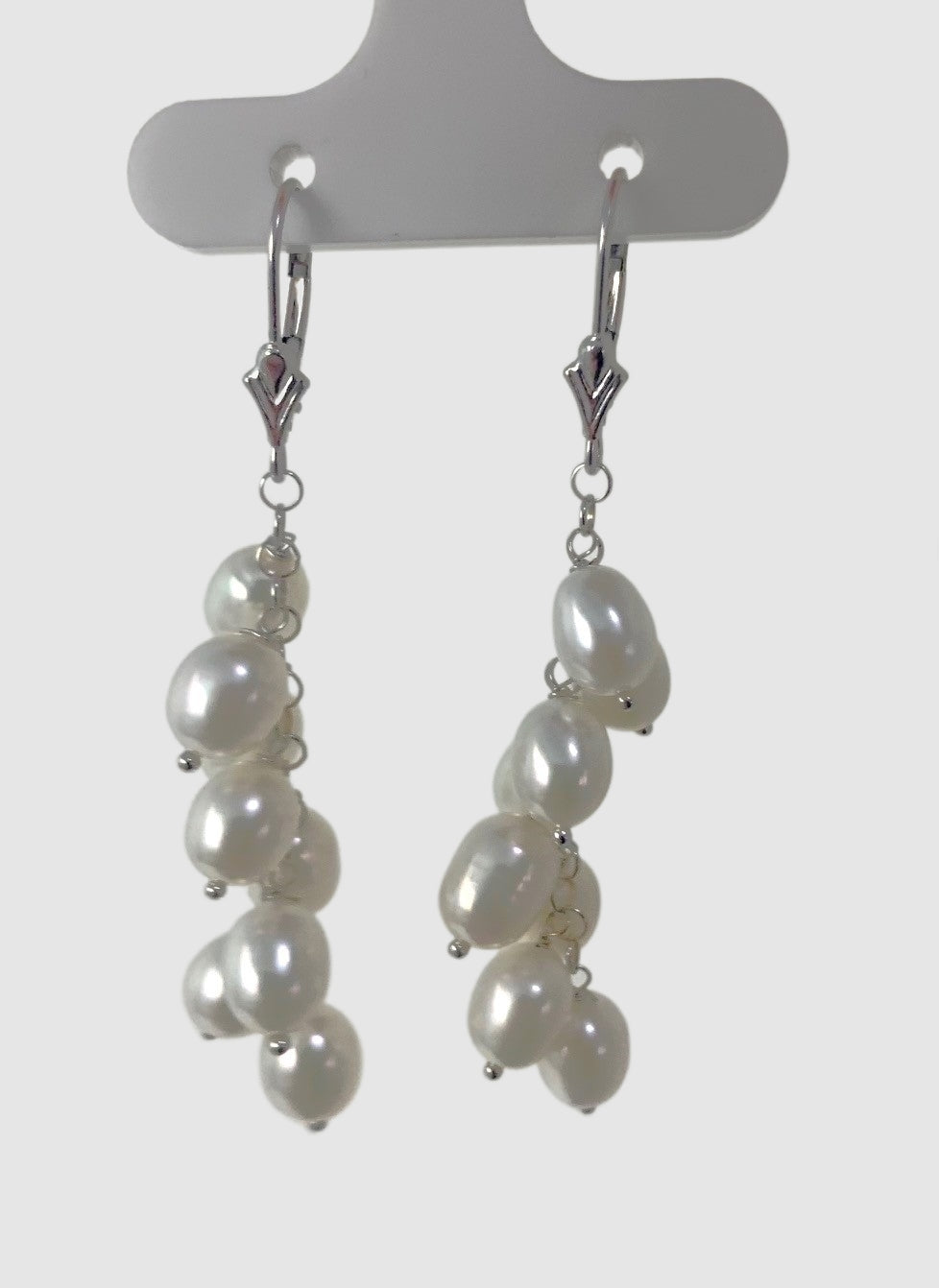 Pearl Tassel Drop Earrings in 14KW - EAR-001-TASPRL14W-WH