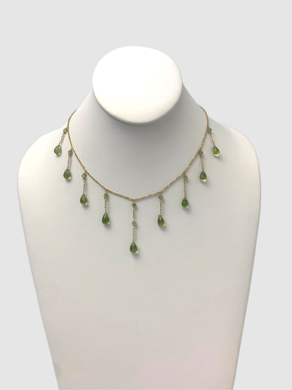 Clearance Sale! - 17" Peridot Cleopatra Necklace in 14KY - NCK-001-CLEOGM14Y-PDT-17