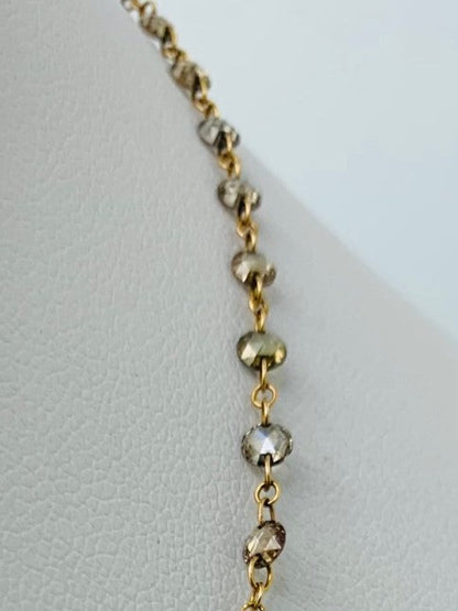 23.5" Rose-Cut Brown Diamond Drilled Rosary Necklace in 18KY - NCK-059-DRLDIA18Y-BRN-23.5 7.50ctw