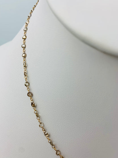 23.5" Rose-Cut Brown Diamond Drilled Rosary Necklace in 18KY - NCK-059-DRLDIA18Y-BRN-23.5 7.50ctw