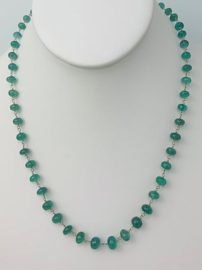 18" Graduated Emerald Bead Rosary Necklace in 14KY - NCK-143-ROSGM14Y-EM-18