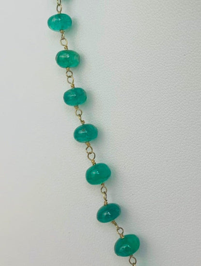 18" Graduated Emerald Bead Rosary Necklace in 14KY - NCK-143-ROSGM14Y-EM-18