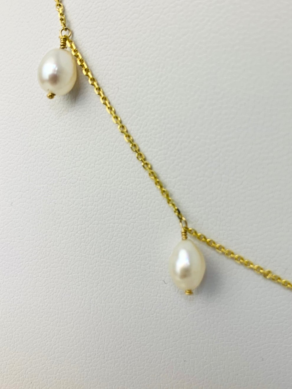16" Dangly Pearl Necklace in 14KY - NCK-214-DNGPRL14Y-WH-16