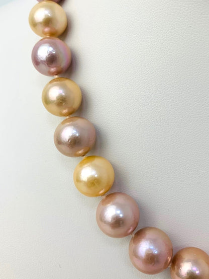 17.5" Pink And Orange Freshwater Cultured Pearl Necklace With 14K Yellow Gold Clasp - NCK-220-STGPRL14Y-PLOR-17.5-01667