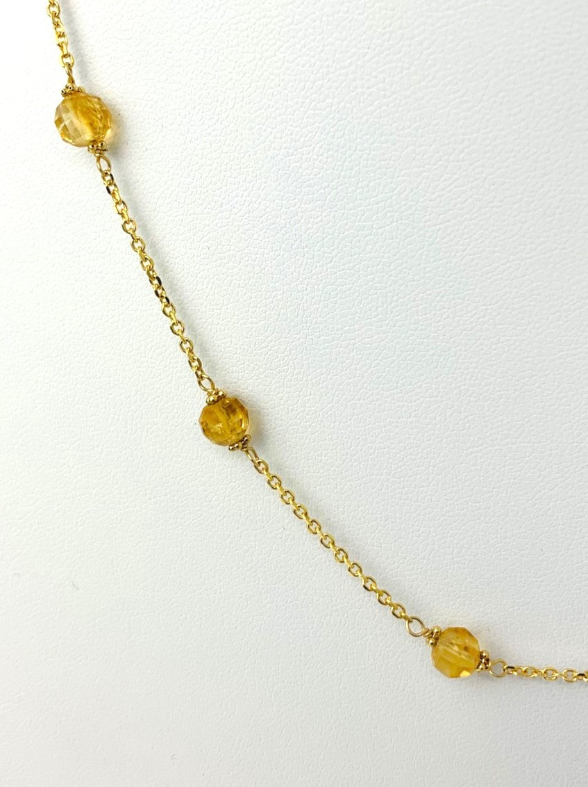18" Citrine Station Necklace in 14KY - NCK-236-TNCGM14Y-CT-18