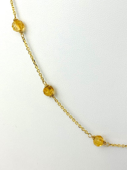 18" Citrine Station Necklace in 14KY - NCK-236-TNCGM14Y-CT-18