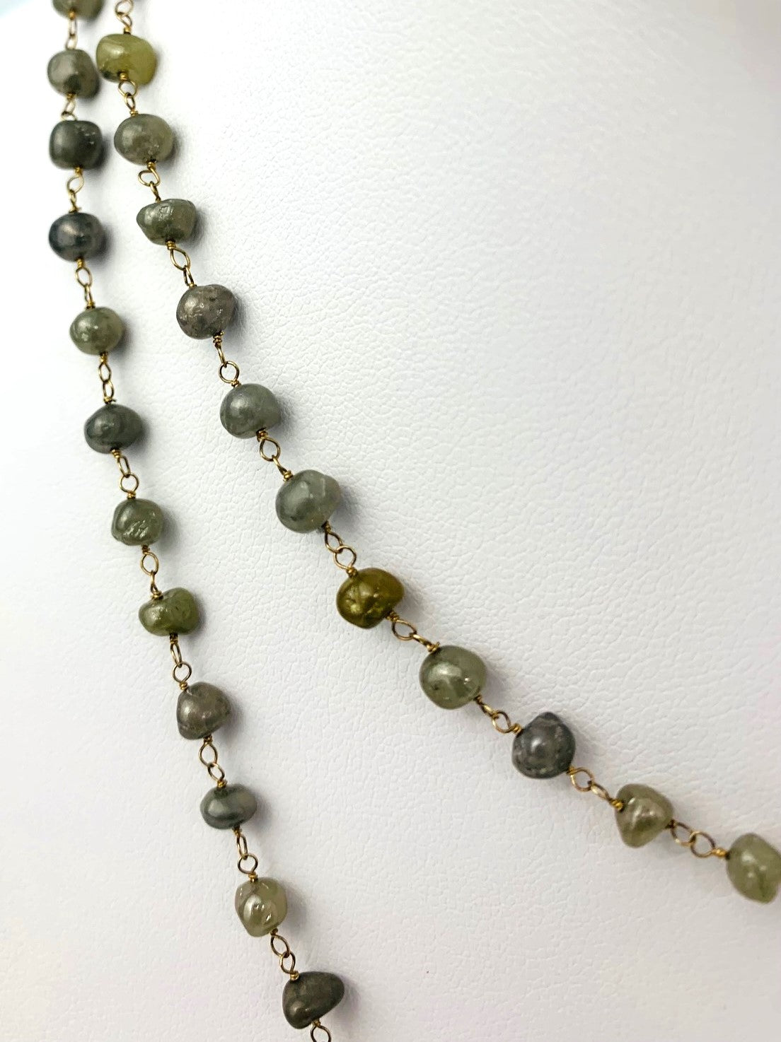 36"-38"  Smooth Grey Diamond Rosary Necklace in 14KW - NCK-256-ROSDIA14W-GRY 70-80ctw