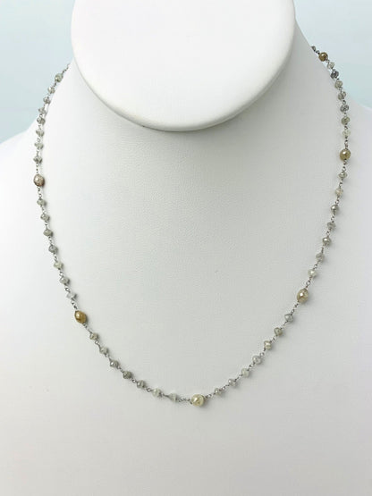 17" Grey Diamond Rosary Necklace in 14KW - NCK-260-ROSDIA14W-GRY-17 14.32ctw