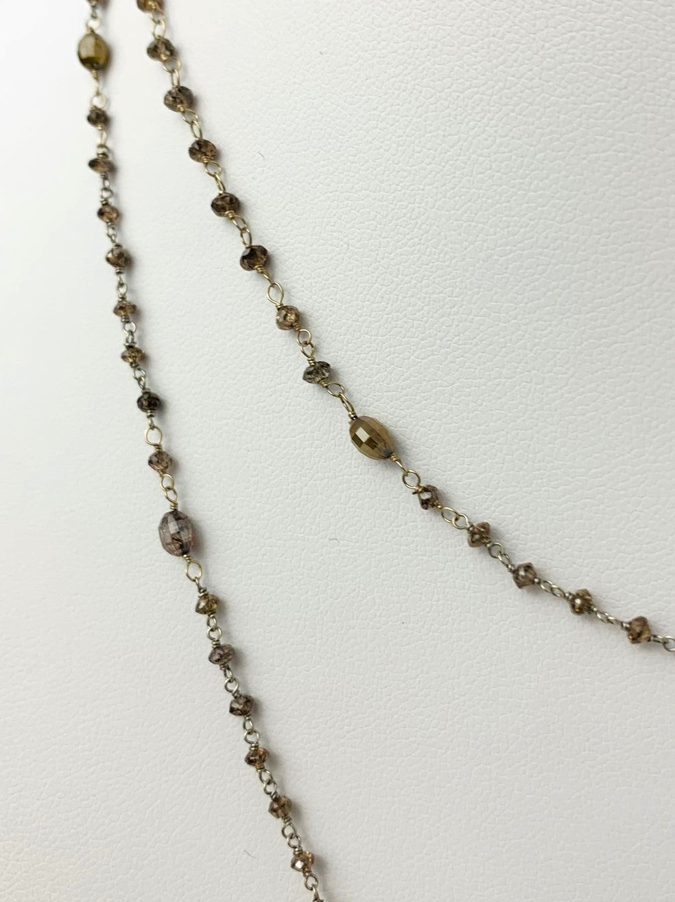 38" Brown Diamond Rosary in 14KW - NCK-263-ROSDIA14W-BRN-38 10.35ctw