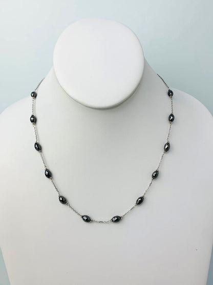 18" Black Diamond Station Necklace in 14KW - NCK-274-TNCDIA14W-BK-18-02871 22ctw