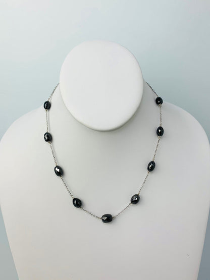 16.5" Black Diamond Station Necklace in 14KW - NCK-276-TNCDIA14W-BK-16.5-01603 36ctw