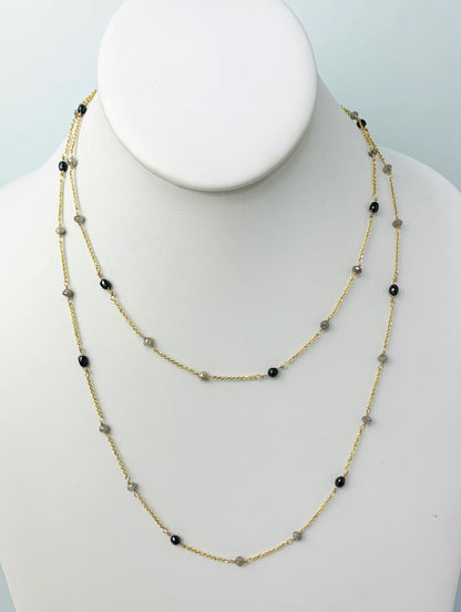 36" Black And Grey Diamond Station Necklace in 14KY - NCK-282-TNCDIA14Y-GRYBK-36 7.70ctw