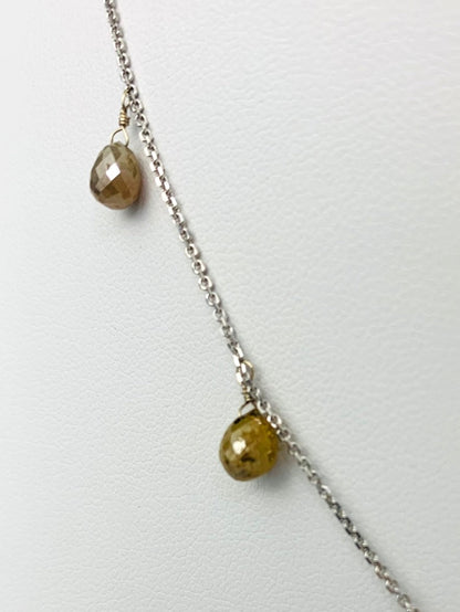 16" Rustic Brown Diamond Briolette Dangle Necklace in 18KW - NCK-300-DNGDIA18Y-BRN-16 7.5ctw