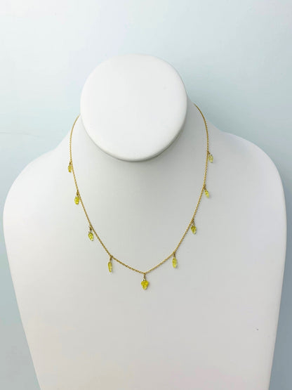 16" Carved Yellow Sapphire Leaf Dangle Necklace in 18KY - NCK-333-DNGGM18Y-YS-16